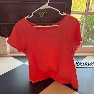 Kim Rogers Vibrant Coral Short Sleeve Top